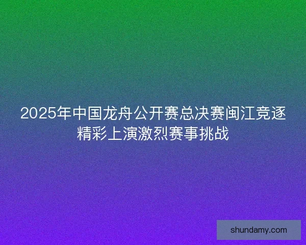 2025年中国龙舟公开赛总决赛闽江竞逐精彩上演激烈赛事挑战